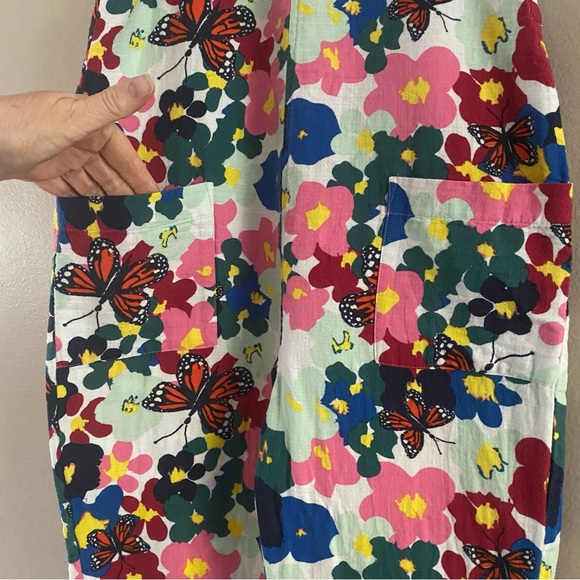 Nordstrom x Cristina Martinez Organic Cotton Bright Floral Artsy Overalls Sz. 8 - Picture 5 of 11